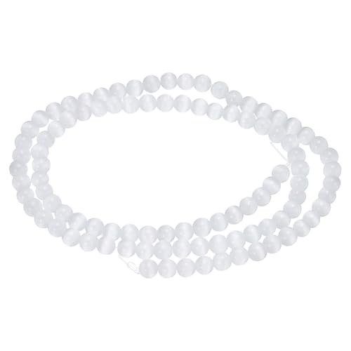 HARFINGTON 98 Stück cremeweiße Katzenaugen-Steinperlen, 4 mm, rund, glatt, Edelstein-Kristall, lose Perlen für Schmuckherstellung, Armbänder, Halsketten, Ohrringe, DIY HARFINGTON 98 Stück cremeweiße Katzenaugen-Steinperlen, 4 mm, rund, glatt, Edelstein-Kristall, lose Perlen für Schmuckherstellung, Armbänder, Halsketten, Ohrringe, DIY von HARFINGTON