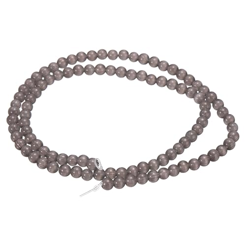 HARFINGTON 98 Stück schwarzgraue Katzenaugen-Steinperlen, 4 mm, rund, glatt, Edelstein-Kristall, lose Perlen für Schmuckherstellung, Armbänder, Halsketten, Ohrringe, DIY von HARFINGTON