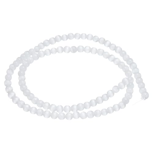 HARFINGTON 98 Stück weiße Katzenaugen-Steinperlen, 4 mm, rund, glatt, Edelstein-Kristall, lose Perlen für Schmuckherstellung, Armbänder, Halsketten, Ohrringe, DIY HARFINGTON 98 Stück weiße Katzenaugen-Steinperlen, 4 mm, rund, glatt, Edelstein-Kristall, lose Perlen für Schmuckherstellung, Armbänder, Halsketten, Ohrringe, DIY von HARFINGTON