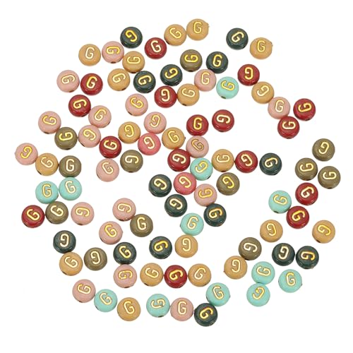 HARFINGTON Acryl-Buchstaben-Perlen, 4 x 7 mm, bunt, rund, mit goldenem Buchstaben G, flache Alphabet-Abstandshalter für Schmuckherstellung, Armbänder, Halsketten, 100 Stück HARFINGTON Acryl-Buchstaben-Perlen, 4 x 7 mm, bunt, rund, mit goldenem Buchstaben G, flache Alphabet-Abstandshalter für Schmuckherstellung, Armbänder, Halsketten, 100 Stück von HARFINGTON