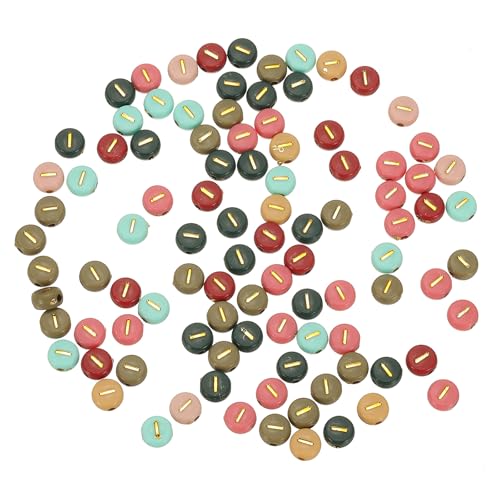 HARFINGTON Acryl-Buchstaben-Perlen, 4 x 7 mm, bunt, rund, mit goldenem Buchstaben I, flache Alphabet-Abstandshalter für Schmuckherstellung, Armbänder, Halsketten, 100 Stück HARFINGTON Acryl-Buchstaben-Perlen, 4 x 7 mm, bunt, rund, mit goldenem Buchstaben I, flache Alphabet-Abstandshalter für Schmuckherstellung, Armbänder, Halsketten, 100 Stück von HARFINGTON