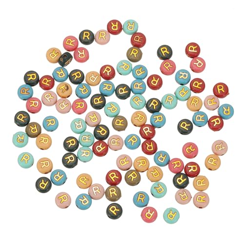 HARFINGTON Acryl-Buchstaben-Perlen, 4 x 7 mm, bunt, rund, mit goldenem Buchstaben R, flache Alphabet-Abstandshalter für Schmuckherstellung, Armbänder, Halsketten, 100 Stück HARFINGTON Acryl-Buchstaben-Perlen, 4 x 7 mm, bunt, rund, mit goldenem Buchstaben R, flache Alphabet-Abstandshalter für Schmuckherstellung, Armbänder, Halsketten, 100 Stück von HARFINGTON
