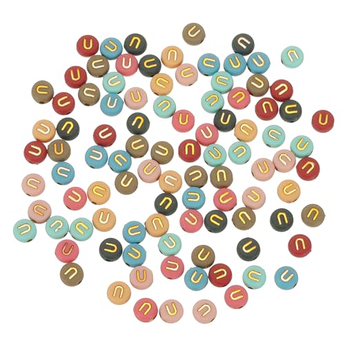 HARFINGTON Acryl-Buchstaben-Perlen, 4 x 7 mm, bunt, rund, mit goldenem Buchstaben U, flache Alphabet-Abstandshalter für Schmuckherstellung, Armbänder, Halsketten, 100 Stück HARFINGTON Acryl-Buchstaben-Perlen, 4 x 7 mm, bunt, rund, mit goldenem Buchstaben U, flache Alphabet-Abstandshalter für Schmuckherstellung, Armbänder, Halsketten, 100 Stück von HARFINGTON