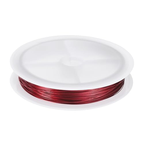HARFINGTON Artistic Draht, 25 m Länge, 28 Gauge, Edelstahl, Basteldraht, Schmuckdraht, anlaufgeschützt, Perlendraht für Schmuckherstellung, Bastelbedarf, Weinrot von HARFINGTON