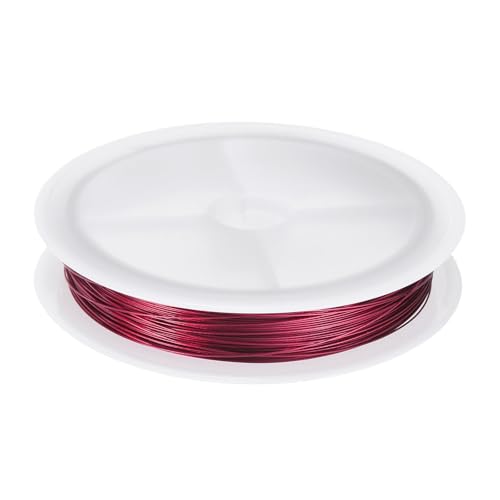 HARFINGTON Artistic Draht, 25 m Länge, 28 Gauge, Edelstahl, Basteldraht, Schmuckdraht, anlaufgeschützt, Perlendraht für Schmuckherstellung, Zubehör, Basteln, Rot von HARFINGTON