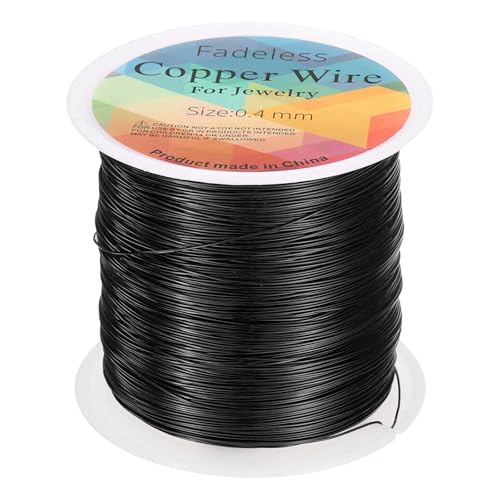 HARFINGTON Artistic Wire Kupferdraht, 100 m Länge, 26 Gauge (26 Gauge), anlaufgeschützt, Perlenstickerei für Schmuckherstellung, Zubehör, Basteln, Schwarz von HARFINGTON
