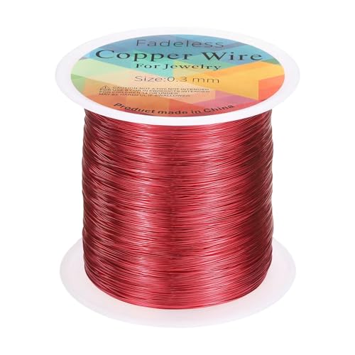 HARFINGTON Artistic Wire Kupferdraht, 100 m Länge, 28 Gauge, Kupferdraht, anlaufgeschützt, Perlenstickerei für Schmuckherstellung, Bastelbedarf, Hellrot HARFINGTON Artistic Wire Kupferdraht, 100 m Länge, 28 Gauge, Kupferdraht, anlaufgeschützt, Perlenstickerei für Schmuckherstellung, Bastelbedarf, Hellrot von HARFINGTON