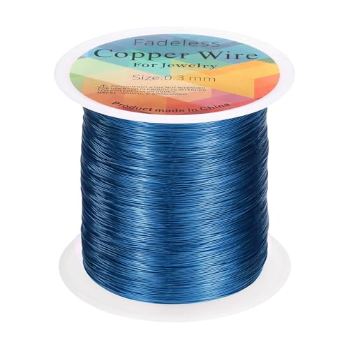 HARFINGTON Artistic Wire Kupferdraht, 100 m Länge, 28 Gauge, Kupferdraht, anlaufgeschützt, Perlenstickerei für Schmuckherstellung, Zubehör, Basteln, Blau HARFINGTON Artistic Wire Kupferdraht, 100 m Länge, 28 Gauge, Kupferdraht, anlaufgeschützt, Perlenstickerei für Schmuckherstellung, Zubehör, Basteln, Blau von HARFINGTON