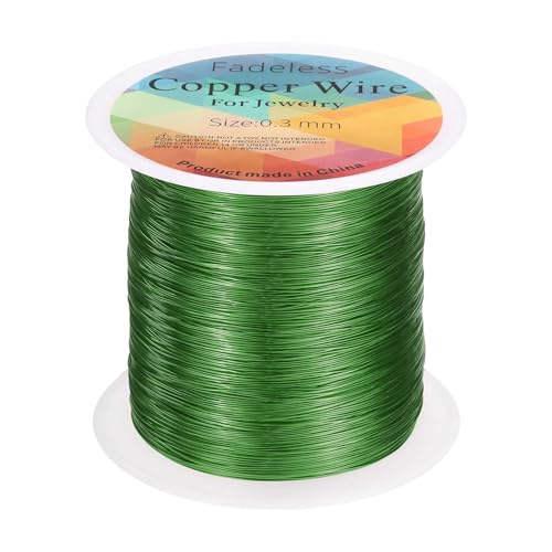 HARFINGTON Artistic Wire Kupferdraht, 100 m Länge, 28 Gauge, Kupferdraht, anlaufgeschützt, Perlenstickerei für Schmuckherstellung, Zubehör, Basteln, Grün HARFINGTON Artistic Wire Kupferdraht, 100 m Länge, 28 Gauge, Kupferdraht, anlaufgeschützt, Perlenstickerei für Schmuckherstellung, Zubehör, Basteln, Grün von HARFINGTON