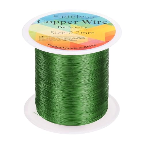 HARFINGTON Artistic Wire Kupferdraht, 100 m Länge, 32 Gauge, Kupferdraht, anlaufgeschützt, Perlenstickerei für Schmuckherstellung, Zubehör, Basteln, Grün HARFINGTON Artistic Wire Kupferdraht, 100 m Länge, 32 Gauge, Kupferdraht, anlaufgeschützt, Perlenstickerei für Schmuckherstellung, Zubehör, Basteln, Grün von HARFINGTON