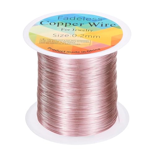 HARFINGTON Artistic Wire Kupferdraht, 100 m Länge, 32 Gauge (32 Gauge), anlaufgeschützt, Perlenstickerei für Schmuckherstellung, Zubehör, Basteln, Rosa von HARFINGTON