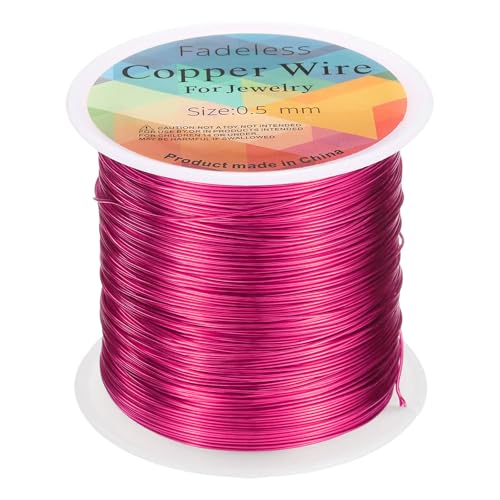 HARFINGTON Artistic Wire Kupferdraht, 61,9 m Länge, 24 Gauge, zum Verpacken von Schmuck, anlaufgeschützt, Perlenstickerei für Schmuckherstellung, Bastelbedarf, Rosenrot HARFINGTON Artistic Wire Kupferdraht, 61,9 m Länge, 24 Gauge, zum Verpacken von Schmuck, anlaufgeschützt, Perlenstickerei für Schmuckherstellung, Bastelbedarf, Rosenrot von HARFINGTON