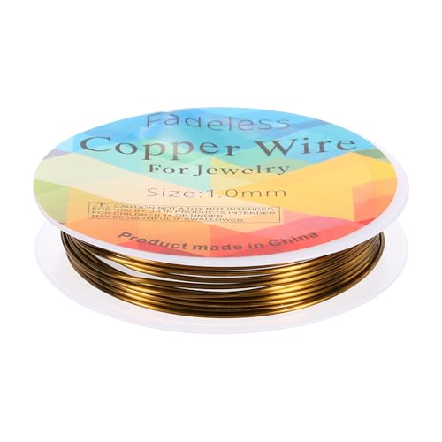 HARFINGTON Artistic Wire Schmuckdraht, 1,5 m Länge, 18 Gauge, Messing, Basteldraht, anlaufgeschützt, Perlenschnur für Schmuckherstellung, Zubehör, Basteln, Antikblau von HARFINGTON