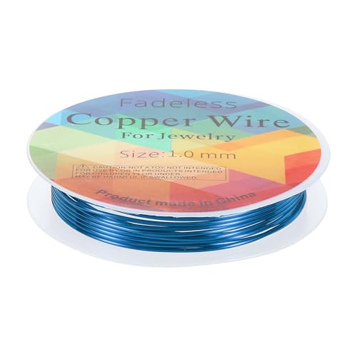 HARFINGTON Artistic Wire Schmuckdraht, 1,5 m Länge, 18 Gauge, Messing, Basteldraht, anlaufgeschützt, Perlenschnur für Schmuckherstellung, Zubehör, Basteln, Blau von HARFINGTON