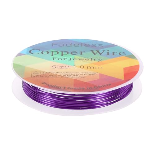 HARFINGTON Artistic Wire Schmuckdraht, 1,5 m Länge, 18 Gauge, Messing, Basteldraht, anlaufgeschützt, Perlenschnur für Schmuckherstellung, Zubehör, Basteln, Violett von HARFINGTON