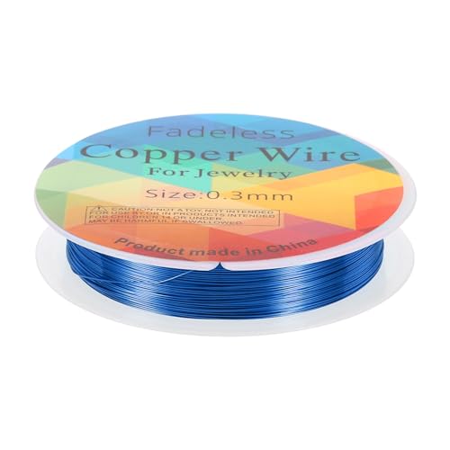 HARFINGTON Artistic Wire Schmuckdraht, 15 m Länge, 28 Gauge, Messing, Basteldraht, anlaufgeschützt, Perlenschnur für Schmuckherstellung, Zubehör, Basteln, Blau von HARFINGTON