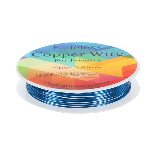 HARFINGTON Artistic Wire Schmuckdraht, 2,4 m Länge, 20 Gauge, Messing, Basteldraht, anlaufgeschützt, Perlenschnur für Schmuckherstellung, Zubehör, Basteln, Blau von HARFINGTON