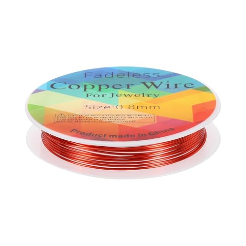 HARFINGTON Artistic Wire Schmuckdraht, 2,4 m Länge, 20 Gauge, Messing, Basteldraht, anlaufgeschützt, Perlenschnur für Schmuckherstellung, Zubehör, Basteln, Hellrot von HARFINGTON