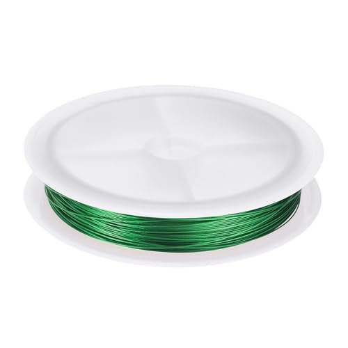 HARFINGTON Artistic Wire Schmuckdraht, 25 m Länge, 28 Gauge, Edelstahl, zum Basteln, Schmuck, anlaufgeschützt, Perlendraht für Schmuckherstellung, Zubehör, Basteln, Grün von HARFINGTON
