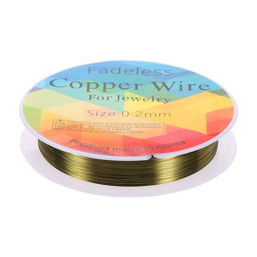 HARFINGTON Artistic Wire Schmuckdraht, 25 m Länge, 32 Gauge, Messing, Basteldraht, anlaufgeschützt, Perlenschnur für Schmuckherstellung, Zubehör, Basteln, Antikblau von HARFINGTON