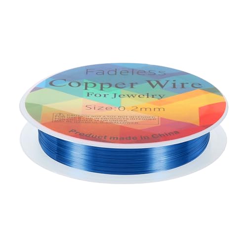 HARFINGTON Artistic Wire Schmuckdraht, 25 m Länge, 32 Gauge, Messing, Basteldraht, anlaufgeschützt, Perlenschnur für Schmuckherstellung, Zubehör, Basteln, Blau von HARFINGTON