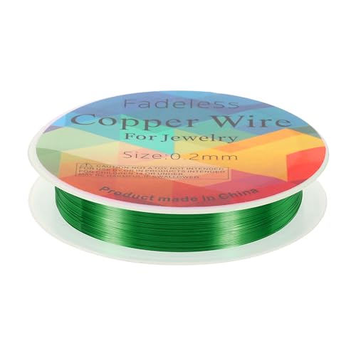 HARFINGTON Artistic Wire Schmuckdraht, 25 m Länge, 32 Gauge, Messing, Basteldraht, anlaufgeschützt, Perlenschnur für Schmuckherstellung, Zubehör, Basteln, Grün von HARFINGTON