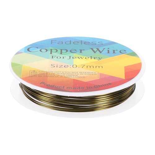 HARFINGTON Artistic Wire Schmuckdraht, 3 m Länge, 21 Gauge, Messing, Basteldraht, anlaufgeschützt, Perlenschnur für Schmuckherstellung, Zubehör, Basteln, Antikblau von HARFINGTON