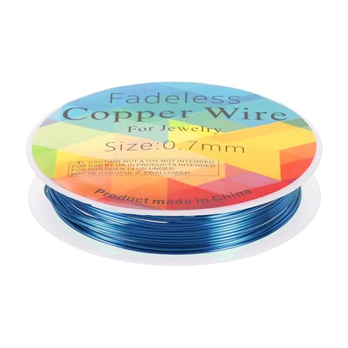 HARFINGTON Artistic Wire Schmuckdraht, 3 m Länge, 21 Gauge, Messing, Basteldraht, anlaufgeschützt, Perlenschnur für Schmuckherstellung, Zubehör, Basteln, Blau von HARFINGTON