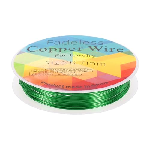 HARFINGTON Artistic Wire Schmuckdraht, 3 m Länge, 21 Gauge, Messing, Basteldraht, anlaufgeschützt, Perlenschnur für Schmuckherstellung, Zubehör, Basteln, Grün von HARFINGTON
