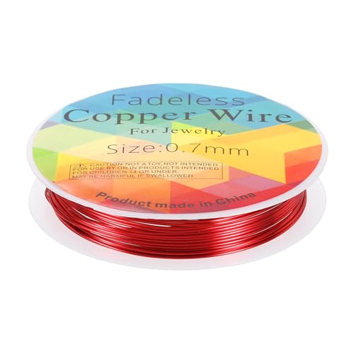 HARFINGTON Artistic Wire Schmuckdraht, 3 m Länge, 21 Gauge, Messing, Basteldraht, anlaufgeschützt, Perlenschnur für Schmuckherstellung, Zubehör, Basteln, Hellrot von HARFINGTON