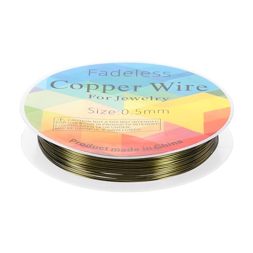 HARFINGTON Artistic Wire Schmuckdraht, 6 m Länge, 24 Gauge, Messing, Basteldraht, anlaufgeschützt, Perlenschnur für Schmuckherstellung, Zubehör, Basteln, Antikblau von HARFINGTON