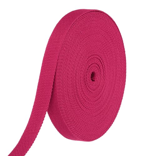 HARFINGTON Baumwoll-Gurtband, 2,3 cm, 10 m, Polyester-Baumwollgewebe, Köperband, Band für Kunst und Handwerk, Gurtband, Tragetasche, Griffe, Stoffgürtel, Outdoor-Zubehör, Rosenrot von HARFINGTON
