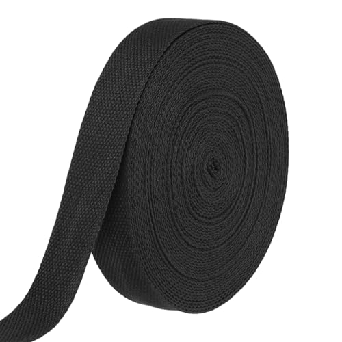HARFINGTON Baumwoll-Gurtband, 3,3 cm, 15,3 m, Polyester-Baumwollgewebe, Köperband, Band für Kunst und Handwerk, Gurtband, Tragetasche, Griffe, Stoffgürtel, Outdoor-Zubehör, Schwarz HARFINGTON Baumwoll-Gurtband, 3,3 cm, 15,3 m, Polyester-Baumwollgewebe, Köperband, Band für Kunst und Handwerk, Gurtband, Tragetasche, Griffe, Stoffgürtel, Outdoor-Zubehör, Schwarz von HARFINGTON