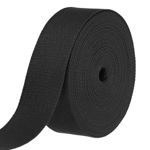 HARFINGTON Baumwoll-Gurtband, 5,1 cm, 15,3 m, Polyester-Baumwollgewebe, Köperband, Band für Kunst und Handwerk, Gurtband, Tragetasche, Griffe, Stoffgürtel, Outdoor-Zubehör, Schwarz HARFINGTON Baumwoll-Gurtband, 5,1 cm, 15,3 m, Polyester-Baumwollgewebe, Köperband, Band für Kunst und Handwerk, Gurtband, Tragetasche, Griffe, Stoffgürtel, Outdoor-Zubehör, Schwarz von HARFINGTON