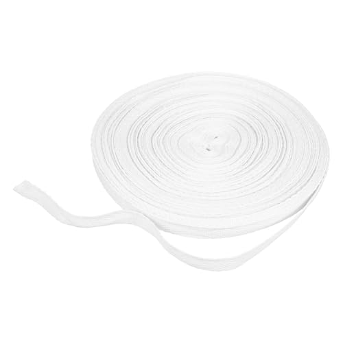 HARFINGTON Baumwoll-Twillband, 0,95 cm, 22,7 m, Fischgräten-Gurtband, Rolle, Schrägband, für Bastelarbeiten, Nähen, Geschenkverpackungen, Weiß von HARFINGTON