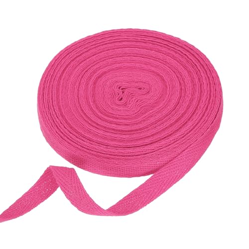 HARFINGTON Baumwoll-Twillband, 0,95 cm, 9,5 m, Fischgräten-Gurtband, Rolle, Schrägband, zum Basteln, Nähen, Geschenkverpackungen, Rosenrot von HARFINGTON