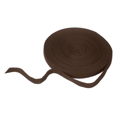 HARFINGTON Baumwoll-Twillband, 1,6 cm, 22 m, Fischgräten-Gurtband, Rolle, Schrägband, für Bastelarbeiten, Nähen, Geschenkverpackungen, Dunkelbraun von HARFINGTON