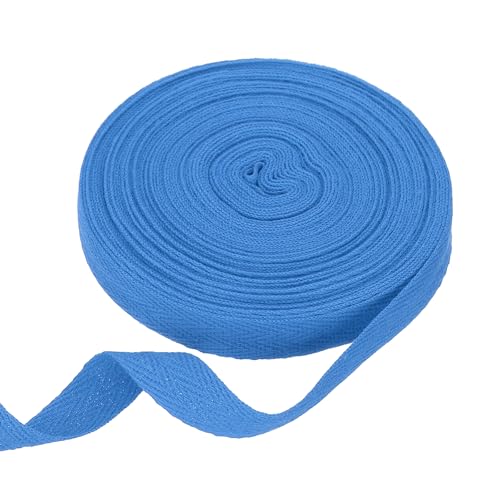 HARFINGTON Baumwoll-Twillband, 1,6 cm, 9,1 m, Fischgräten-Gurtband, Rolle, Schrägband, für Bastelarbeiten, Nähen, Geschenkverpackungen, Ozeanblau von HARFINGTON
