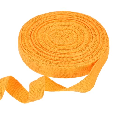 HARFINGTON Baumwoll-Twillband, 1,6 cm, 9,1 m, Fischgräten-Gurtband, Rolle, Schrägband, für Bastelarbeiten, Nähen, Geschenkverpackungen, goldfarben von HARFINGTON