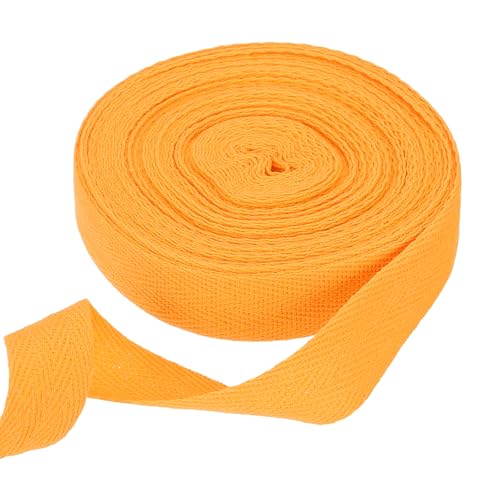 HARFINGTON Baumwoll-Twillband, 1,9 cm, 9,5 m, Fischgräten-Gurtband, Rolle, Schrägband, für Bastelarbeiten, Nähen, Geschenkverpackungen, goldfarben von HARFINGTON