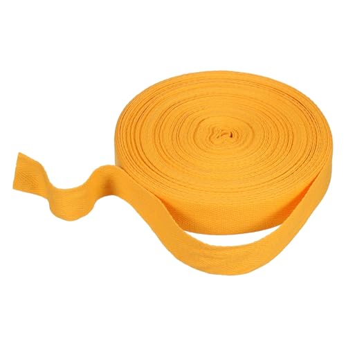 HARFINGTON Baumwoll-Twillband, 2,5 cm, 22 m, Fischgräten-Gurtband, Rolle, Schrägband für Bastelarbeiten, Nähen, Geschenkverpackungen, goldfarben von HARFINGTON