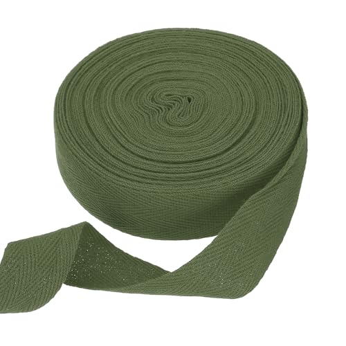 HARFINGTON Baumwoll-Twillband, 2,5 cm, 9,5 m, Fischgräten-Gurtband, Rolle, Schrägband für Heimwerker, Handwerk, Nähen, Geschenkverpackung, Armeegrün HARFINGTON Baumwoll-Twillband, 2,5 cm, 9,5 m, Fischgräten-Gurtband, Rolle, Schrägband für Heimwerker, Handwerk, Nähen, Geschenkverpackung, Armeegrün von HARFINGTON