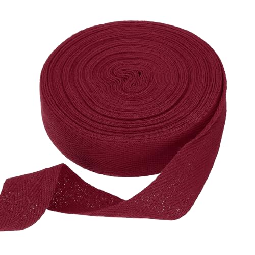 HARFINGTON Baumwoll-Twillband, 2,5 cm, 9,5 m, Fischgräten-Gurtband, Rolle, Schrägband für Heimwerker, Handwerk, Nähen, Geschenkverpackung, Dunkelrot HARFINGTON Baumwoll-Twillband, 2,5 cm, 9,5 m, Fischgräten-Gurtband, Rolle, Schrägband für Heimwerker, Handwerk, Nähen, Geschenkverpackung, Dunkelrot von HARFINGTON