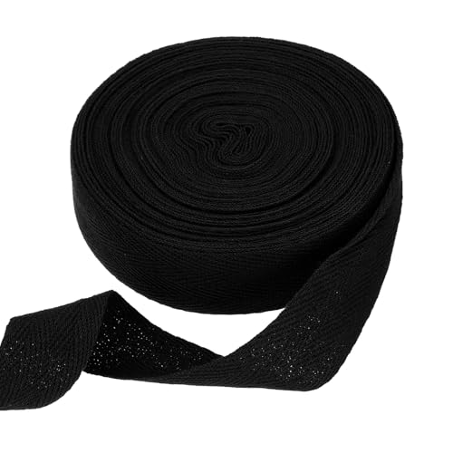 HARFINGTON Baumwoll-Twillband, 2,5 cm, 9,5 m, Fischgräten-Gurtband, Rolle, Schrägband für Heimwerker, Handwerk, Nähen, Geschenkverpackung, Schwarz HARFINGTON Baumwoll-Twillband, 2,5 cm, 9,5 m, Fischgräten-Gurtband, Rolle, Schrägband für Heimwerker, Handwerk, Nähen, Geschenkverpackung, Schwarz von HARFINGTON