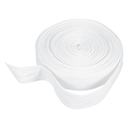 HARFINGTON Baumwoll-Twillband, 3,8 cm, 22 m, Fischgräten-Gurtband, Rolle, Schrägband für Bastelarbeiten, Nähen, Geschenkverpackungen, Weiß HARFINGTON Baumwoll-Twillband, 3,8 cm, 22 m, Fischgräten-Gurtband, Rolle, Schrägband für Bastelarbeiten, Nähen, Geschenkverpackungen, Weiß von HARFINGTON