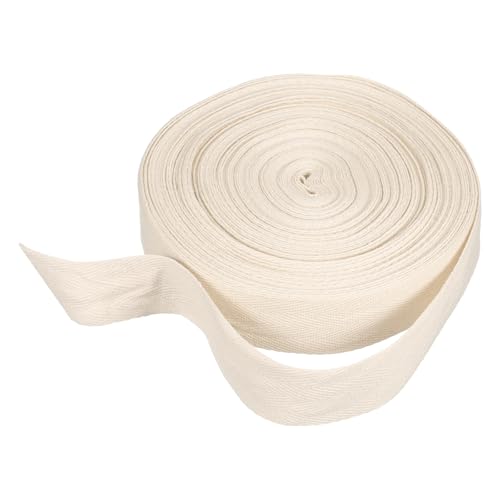 HARFINGTON Baumwoll-Twillband, 3,8 cm, 23 Meter, Fischgräten-Gurtband, Rolle, Schrägband, für Bastelarbeiten, Nähen, Geschenkverpackungen, Beige HARFINGTON Baumwoll-Twillband, 3,8 cm, 23 Meter, Fischgräten-Gurtband, Rolle, Schrägband, für Bastelarbeiten, Nähen, Geschenkverpackungen, Beige von HARFINGTON