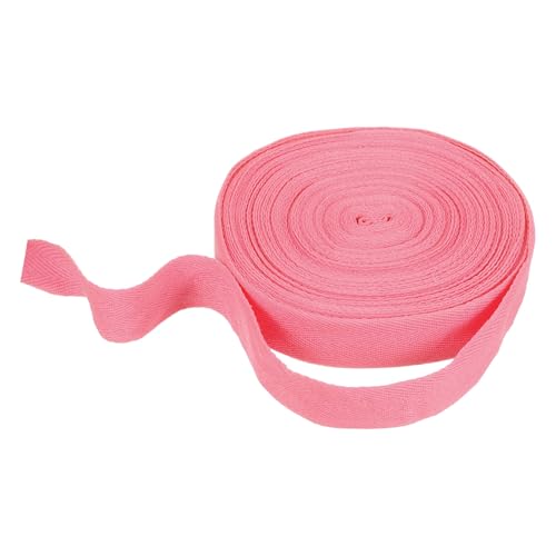 HARFINGTON Baumwoll-Twillband, 3,8 cm, 23 Meter, Fischgräten-Gurtband, Rolle, Schrägband, für Bastelarbeiten, Nähen, Geschenkverpackungen, Rosa von HARFINGTON