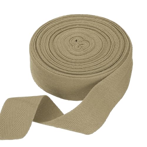 HARFINGTON Baumwoll-Twillband, 4,5 cm, 9,1 m, Fischgräten-Gurtband, Rolle, Schrägband für Bastelarbeiten, Nähen, Geschenkverpackungen, Khaki HARFINGTON Baumwoll-Twillband, 4,5 cm, 9,1 m, Fischgräten-Gurtband, Rolle, Schrägband für Bastelarbeiten, Nähen, Geschenkverpackungen, Khaki von HARFINGTON