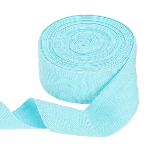 HARFINGTON Baumwoll-Twillband, 4,8 cm, 9,1 m, Fischgräten-Gurtband, Rolle, Schrägband, für Bastelarbeiten, Nähen, Geschenkverpackungen, Hellblau von HARFINGTON