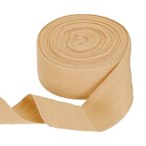 HARFINGTON Baumwoll-Twillband, 4,8 cm, 9,1 m, Fischgräten-Gurtband, Rolle, Schrägband, für Bastelarbeiten, Nähen, Geschenkverpackungen, Hellbraun HARFINGTON Baumwoll-Twillband, 4,8 cm, 9,1 m, Fischgräten-Gurtband, Rolle, Schrägband, für Bastelarbeiten, Nähen, Geschenkverpackungen, Hellbraun von HARFINGTON
